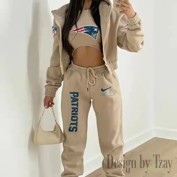 New England Patriots Women's Outfit Winter Athleisure 3 Piece Set SPTWAL3PS183 - Image 3