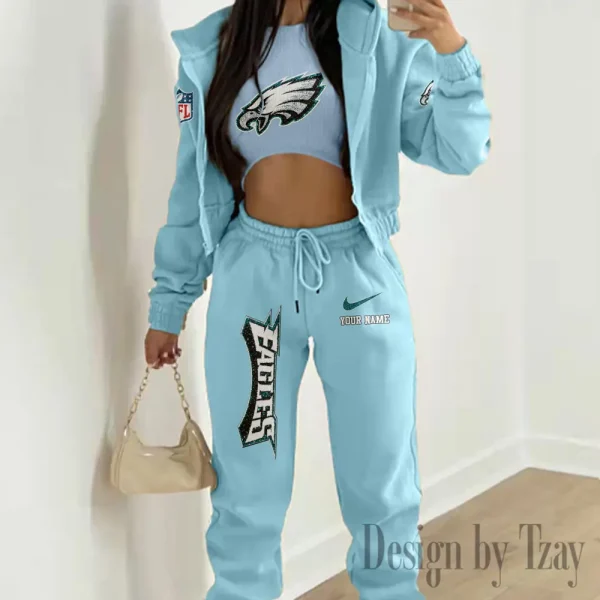 Philadelphia Eagles Women's Outfit Winter Athleisure 3 Piece Set SPTWAL3PS187 - Image 2