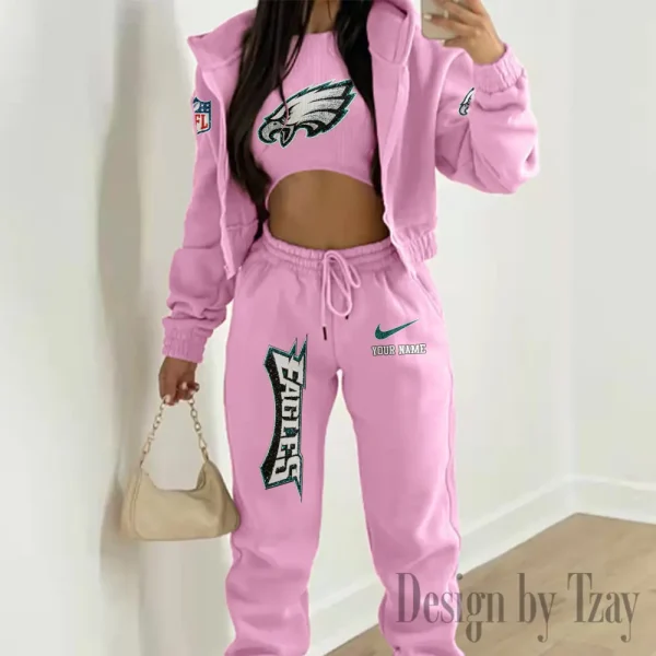 Philadelphia Eagles Women's Outfit Winter Athleisure 3 Piece Set SPTWAL3PS187 - Image 3