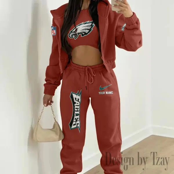 Philadelphia Eagles Women's Outfit Winter Athleisure 3 Piece Set SPTWAL3PS187 - Image 4