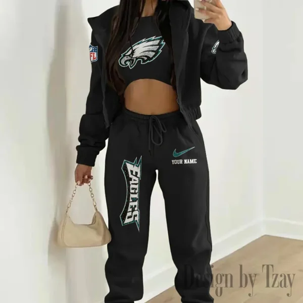 Philadelphia Eagles Women's Outfit Winter Athleisure 3 Piece Set SPTWAL3PS187 - Image 5