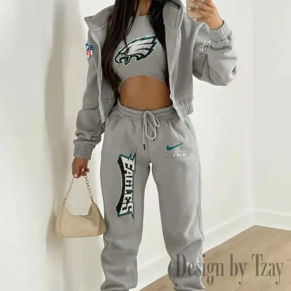 Philadelphia Eagles Women's Outfit Winter Athleisure 3 Piece Set SPTWAL3PS187 - Image 6