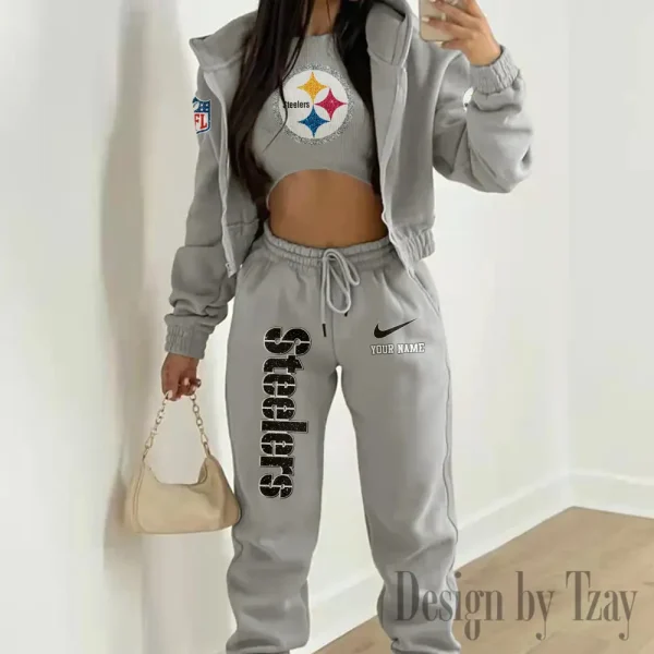 Pittsburgh Steelers Women's Outfit Winter Athleisure 3 Piece Set SPTWAL3PS188 - Image 2