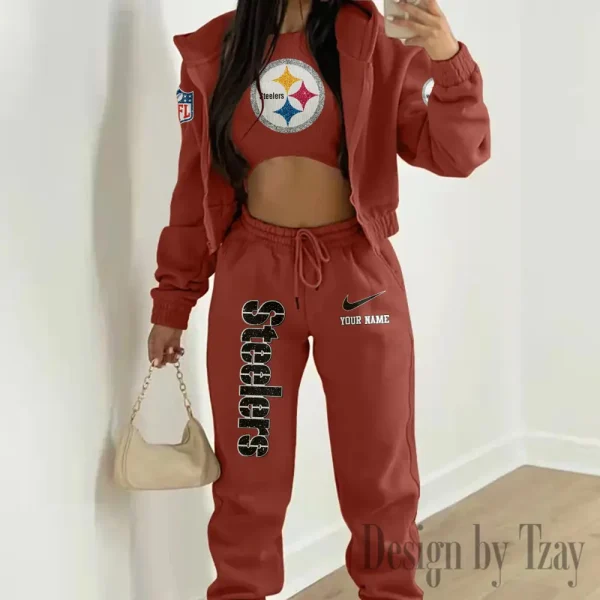 Pittsburgh Steelers Women's Outfit Winter Athleisure 3 Piece Set SPTWAL3PS188 - Image 6