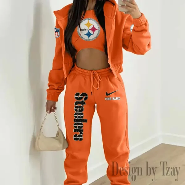 Pittsburgh Steelers Women's Outfit Winter Athleisure 3 Piece Set SPTWAL3PS188 - Image 7