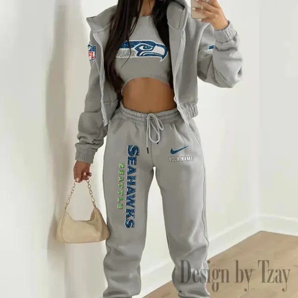 Seattle Seahawks Women's Outfit Winter Athleisure 3 Piece Set SPTWAL3PS190 - Image 3