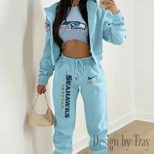 Seattle Seahawks Women's Outfit Winter Athleisure 3 Piece Set SPTWAL3PS190 - Image 4