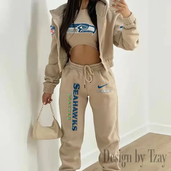 Seattle Seahawks Women's Outfit Winter Athleisure 3 Piece Set SPTWAL3PS190 - Image 7