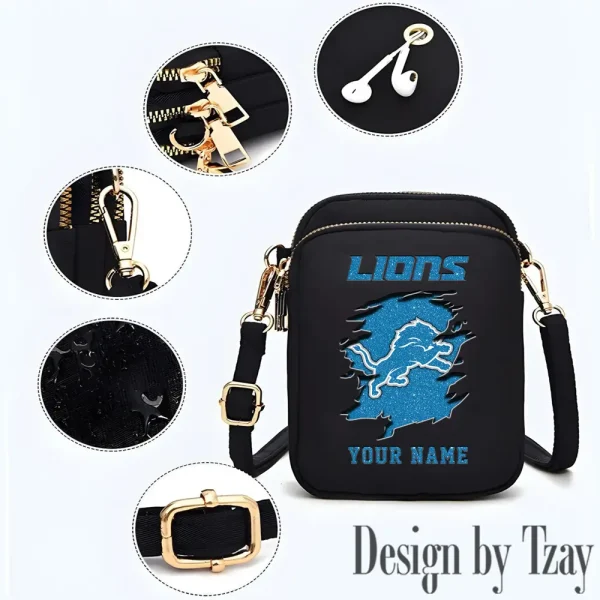 Detroit Lions Cute Shoulder Bag With Colorful Canvas Zipper Printed S9CBB594 - Image 3