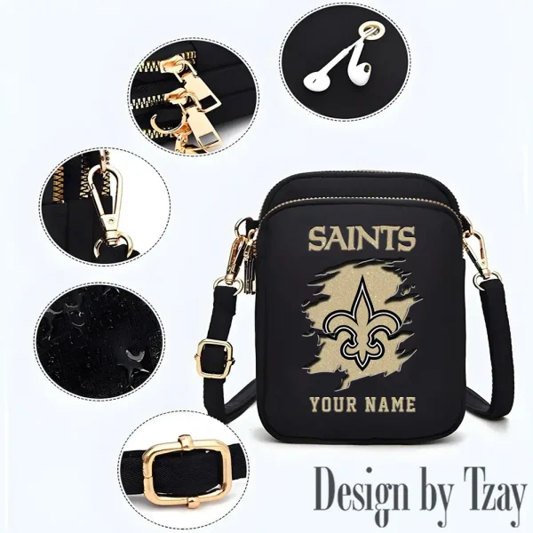 New Orleans Saints Cute Shoulder Bag With Colorful Canvas Zipper Printed S9CBB606 - Image 3