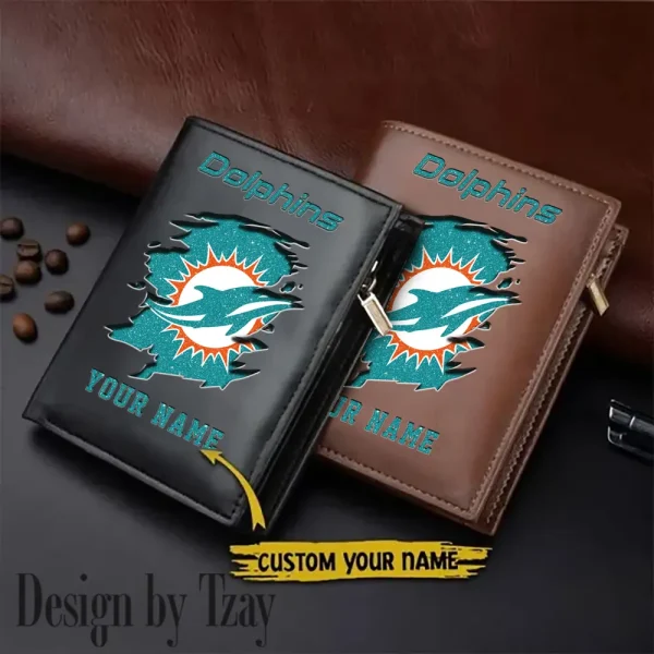 Miami Dolphins Men Wallet Pu Leather Gift Purse SPTLVW1038
