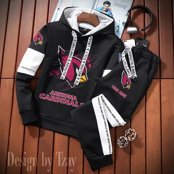Arizona Cardinals New Fashion Casual Sportswear: Stylish Hooded Sweatshirt and Jogger Pants Set for Men SPTCSSW142 - Image 2
