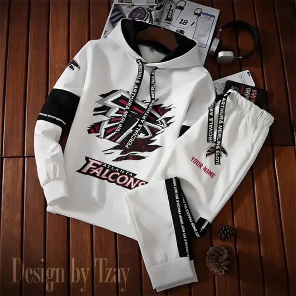 Atlanta Falcons New Fashion Casual Sportswear: Stylish Hooded Sweatshirt and Jogger Pants Set for Men SPTCSSW143