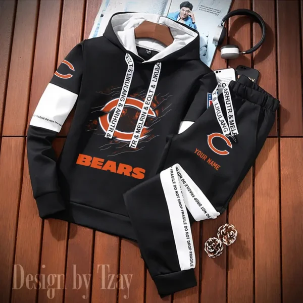 Chicago Bears New Fashion Casual Sportswear: Stylish Hooded Sweatshirt and Jogger Pants Set for Men SPTCSSW147
