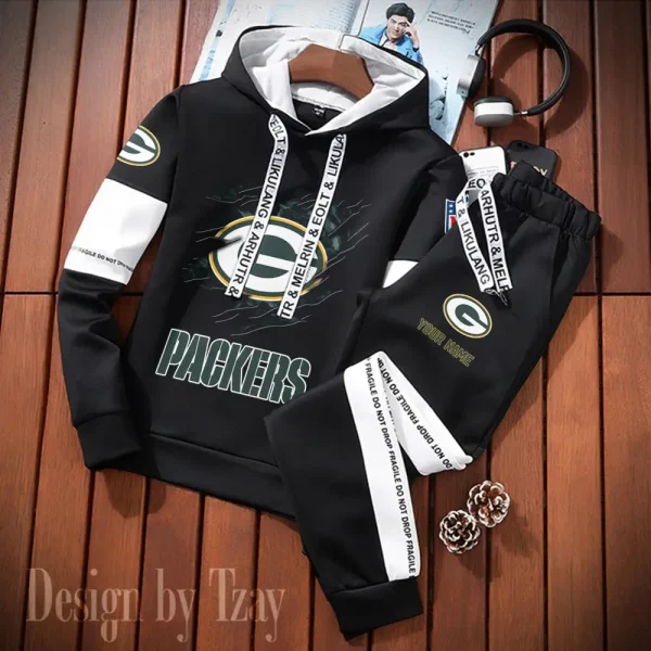 Green Bay Packers New Fashion Casual Sportswear: Stylish Hooded Sweatshirt and Jogger Pants Set for Men SPTCSSW153