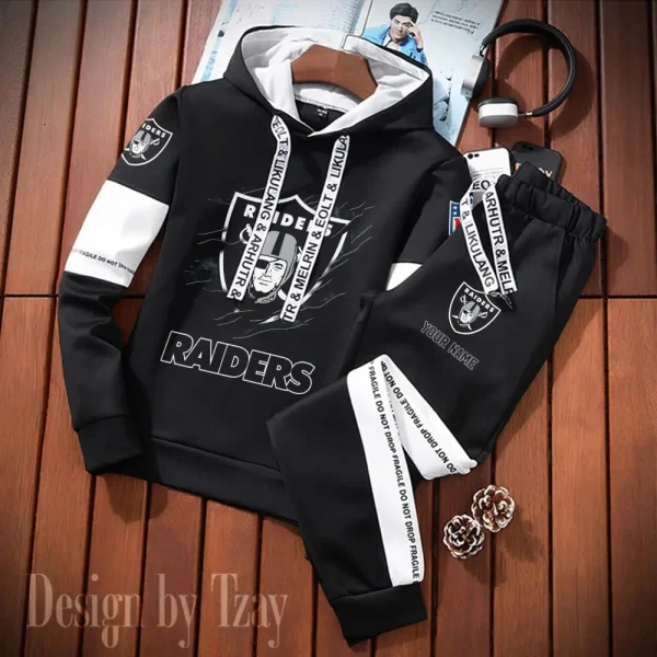 Las Vegas Raiders New Fashion Casual Sportswear: Stylish Hooded Sweatshirt and Jogger Pants Set for Men SPTCSSW158