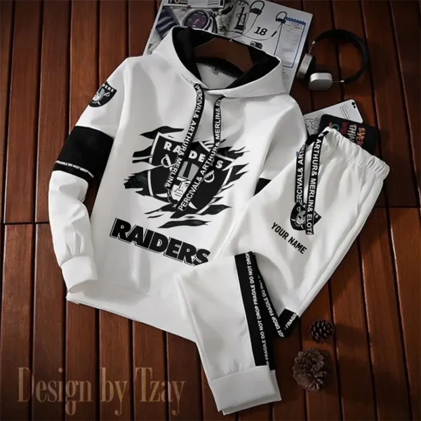 Las Vegas Raiders New Fashion Casual Sportswear: Stylish Hooded Sweatshirt and Jogger Pants Set for Men SPTCSSW158 - Image 2
