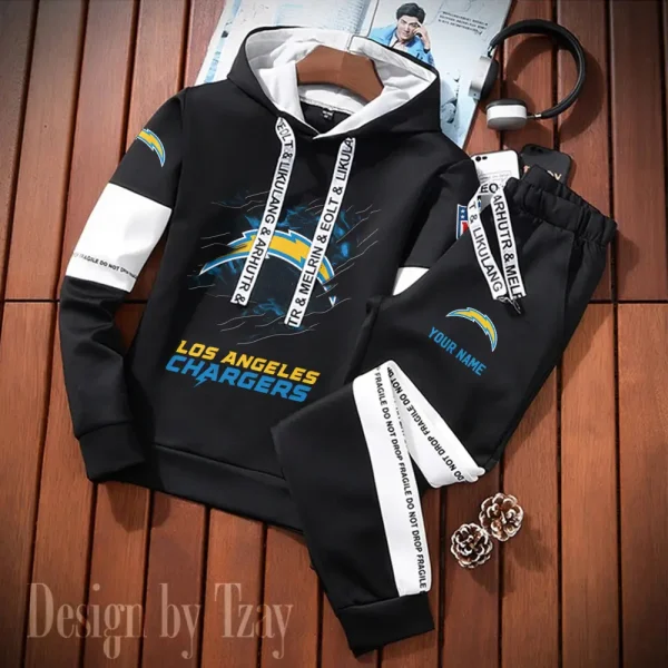 Los Angeles Chargers New Fashion Casual Sportswear: Stylish Hooded Sweatshirt and Jogger Pants Set for Men SPTCSSW159 - Image 2
