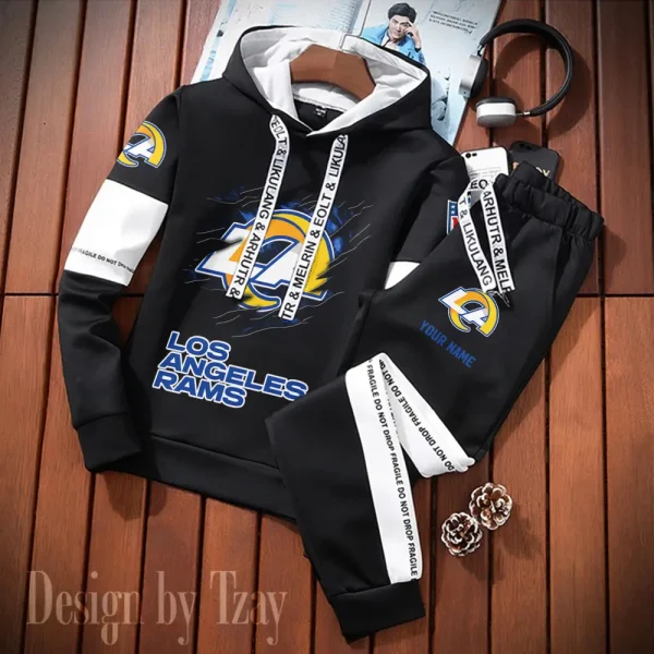 Los Angeles Rams New Fashion Casual Sportswear: Stylish Hooded Sweatshirt and Jogger Pants Set for Men SPTCSSW160