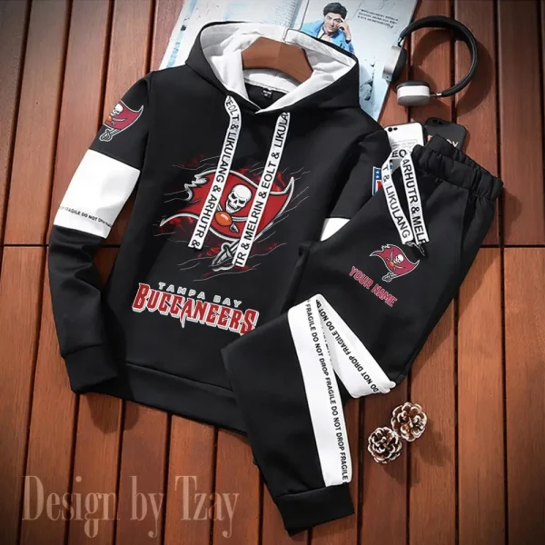 Tampa Bay Buccaneers New Fashion Casual Sportswear: Stylish Hooded Sweatshirt and Jogger Pants Set for Men SPTCSSW171