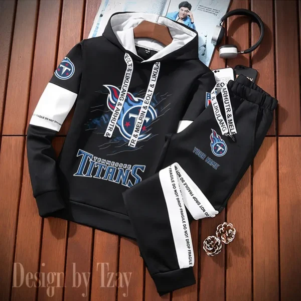 Tennessee Titans New Fashion Casual Sportswear: Stylish Hooded Sweatshirt and Jogger Pants Set for Men SPTCSSW172 - Image 2