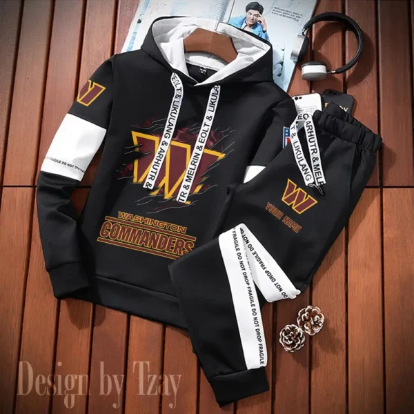 Washington Commanders New Fashion Casual Sportswear: Stylish Hooded Sweatshirt and Jogger Pants Set for Men SPTCSSW173 - Image 2