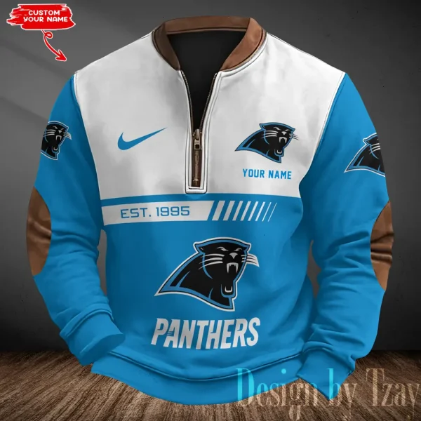 Carolina Panthers Men's Vintage Zipper Stand Collar Sweatshirt S9MPZNS306