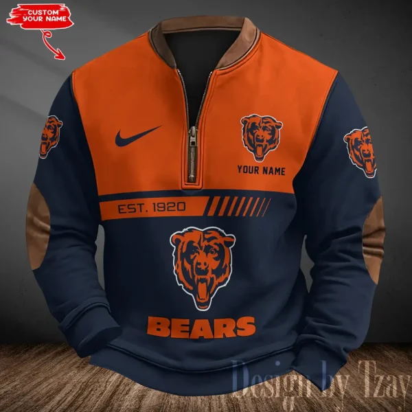 Chicago Bears Men's Vintage Zipper Stand Collar Sweatshirt S9MPZNS307