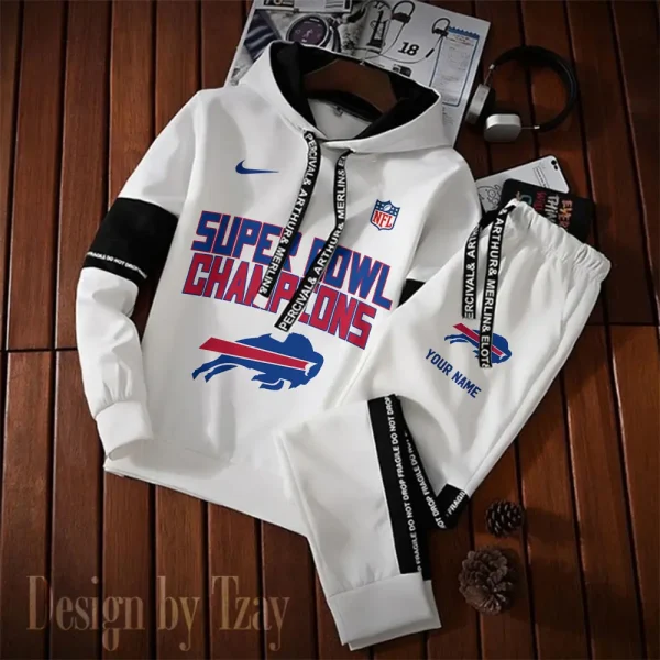 Buffalo Bills New Fashion Casual Sportswear: Stylish Hooded Sweatshirt and Jogger Pants Set for Men SPTCSSW177