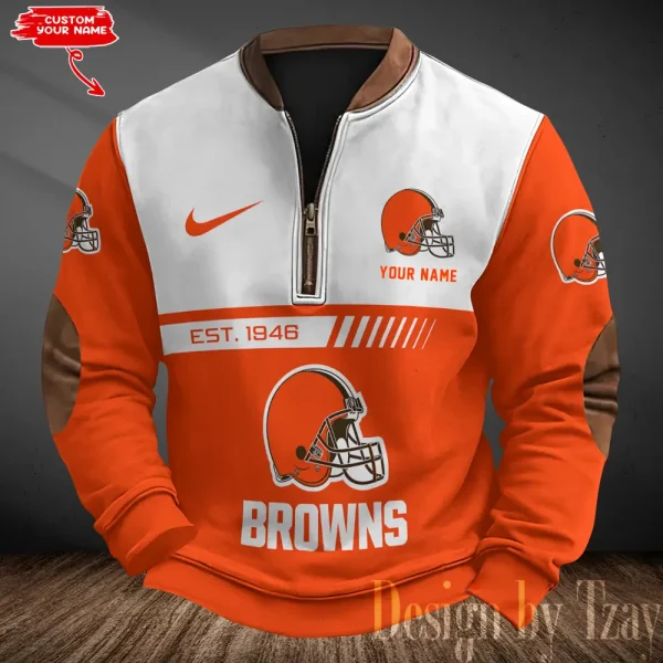 Cleveland Browns Men's Vintage Zipper Stand Collar Sweatshirt S9MPZNS309