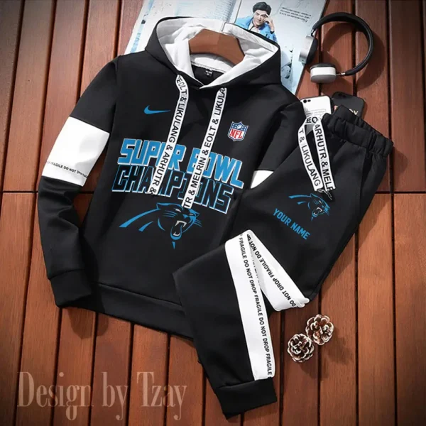 Carolina Panthers New Fashion Casual Sportswear: Stylish Hooded Sweatshirt and Jogger Pants Set for Men SPTCSSW178 - Image 2