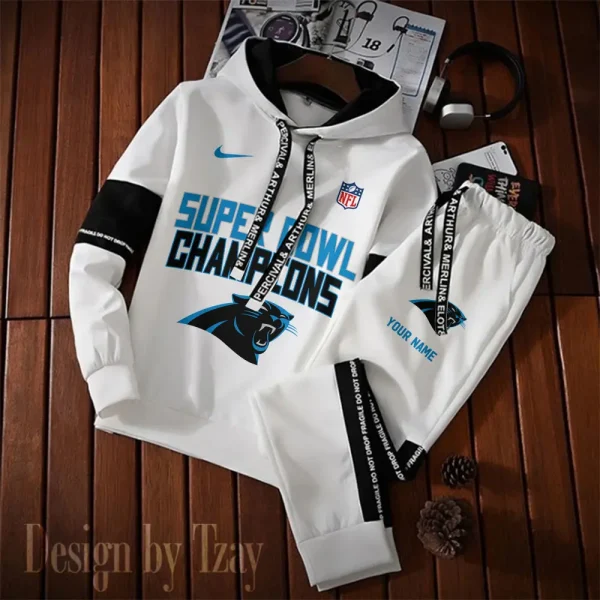 Carolina Panthers New Fashion Casual Sportswear: Stylish Hooded Sweatshirt and Jogger Pants Set for Men SPTCSSW178