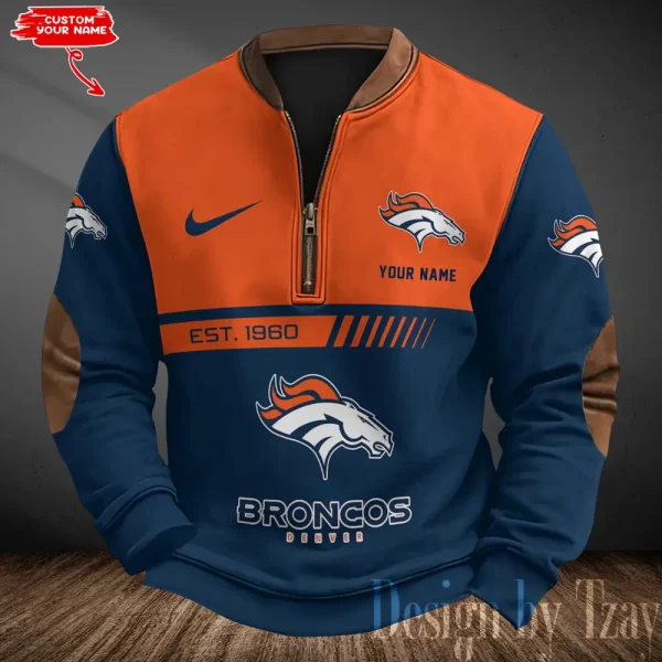 Denver Broncos Men's Vintage Zipper Stand Collar Sweatshirt S9MPZNS311