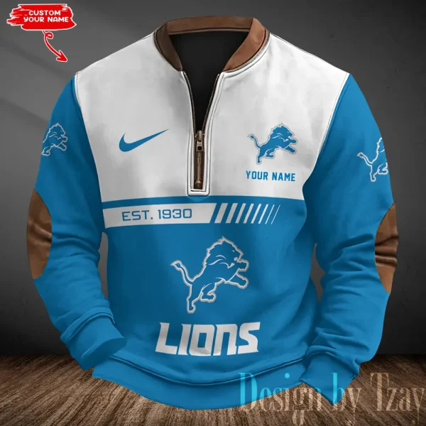 Detroit Lions Men's Vintage Zipper Stand Collar Sweatshirt S9MPZNS312