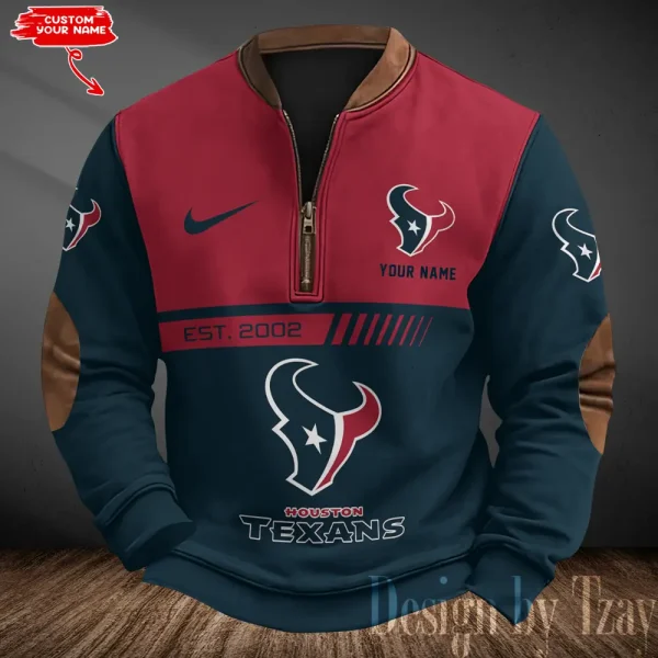 Houston Texans Men's Vintage Zipper Stand Collar Sweatshirt S9MPZNS314