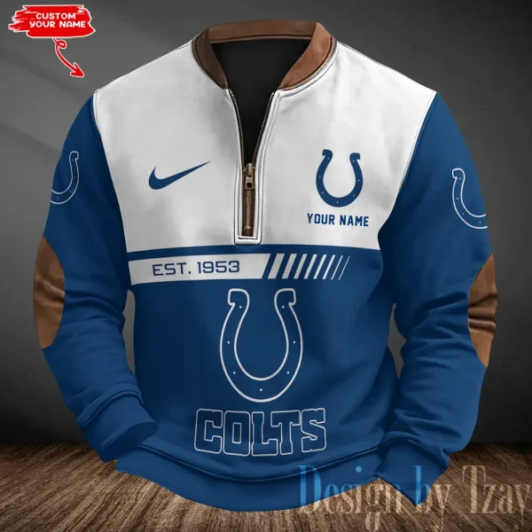 Indianapolis Colts Men's Vintage Zipper Stand Collar Sweatshirt S9MPZNS315