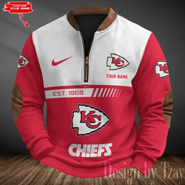Kansas City Chiefs Men's Vintage Zipper Stand Collar Sweatshirt S9MPZNS317