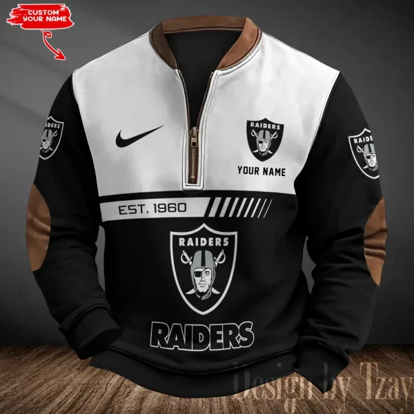 Las Vegas Raiders Men's Vintage Zipper Stand Collar Sweatshirt S9MPZNS318