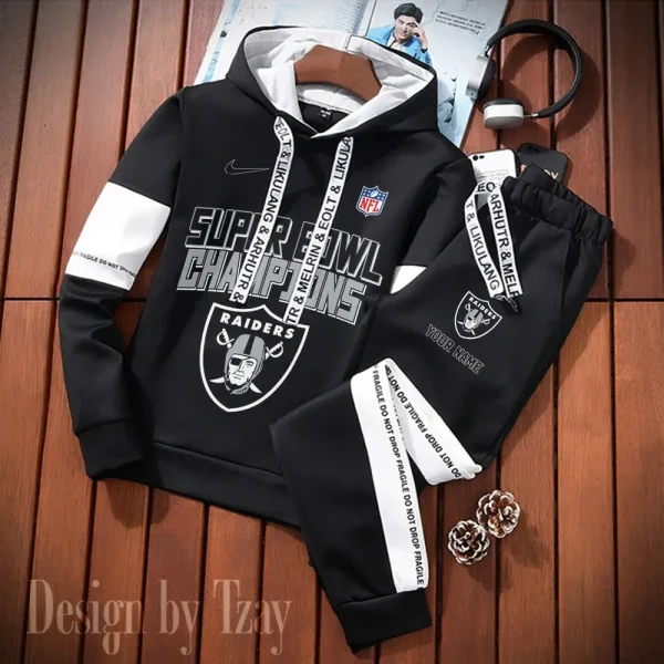 Las Vegas Raiders New Fashion Casual Sportswear: Stylish Hooded Sweatshirt and Jogger Pants Set for Men SPTCSSW190 - Image 2