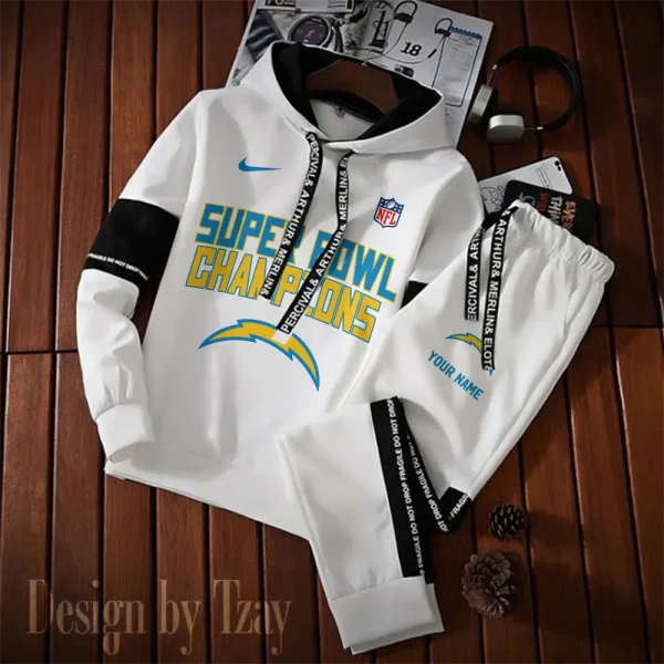 Los Angeles Chargers New Fashion Casual Sportswear: Stylish Hooded Sweatshirt and Jogger Pants Set for Men SPTCSSW191