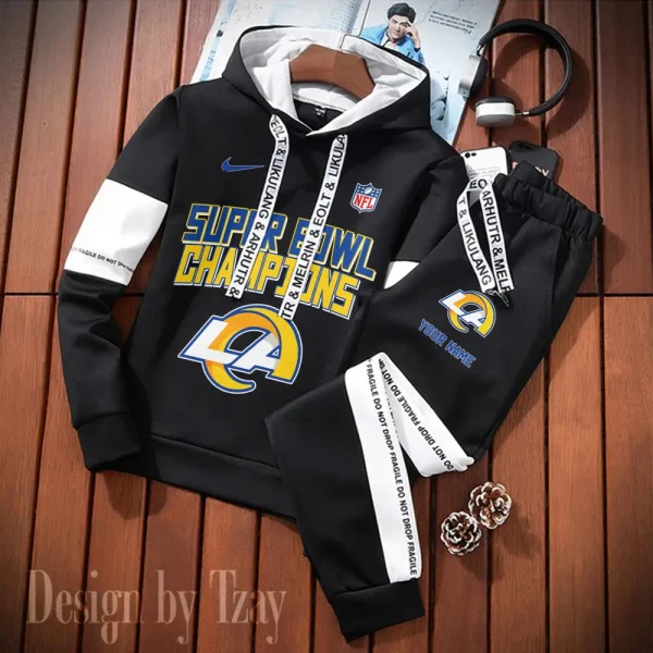 Los Angeles Rams New Fashion Casual Sportswear: Stylish Hooded Sweatshirt and Jogger Pants Set for Men SPTCSSW192