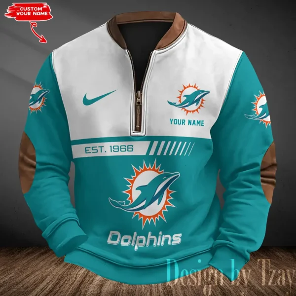 Miami Dolphins Men's Vintage Zipper Stand Collar Sweatshirt S9MPZNS321