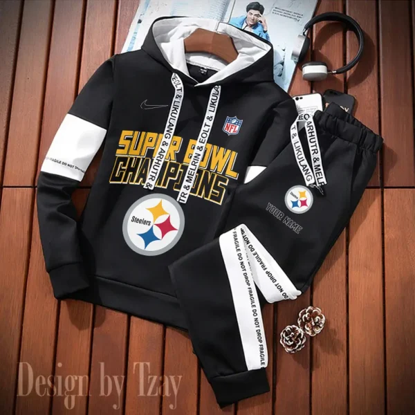 Pittsburgh Steelers New Fashion Casual Sportswear: Stylish Hooded Sweatshirt and Jogger Pants Set for Men SPTCSSW200