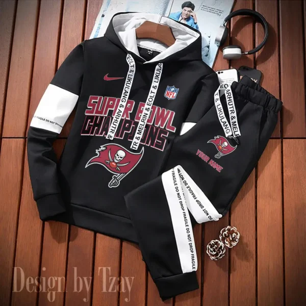 Tampa Bay Buccaneers New Fashion Casual Sportswear: Stylish Hooded Sweatshirt and Jogger Pants Set for Men SPTCSSW203 - Image 2
