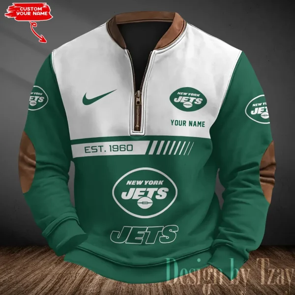 New York Jets Men's Vintage Zipper Stand Collar Sweatshirt S9MPZNS326