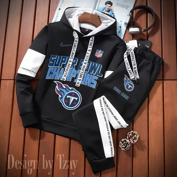 Tennessee Titans New Fashion Casual Sportswear: Stylish Hooded Sweatshirt and Jogger Pants Set for Men SPTCSSW204 - Image 2