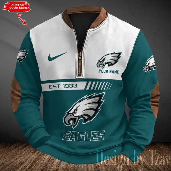 Philadelphia Eagles Men's Vintage Zipper Stand Collar Sweatshirt S9MPZNS327