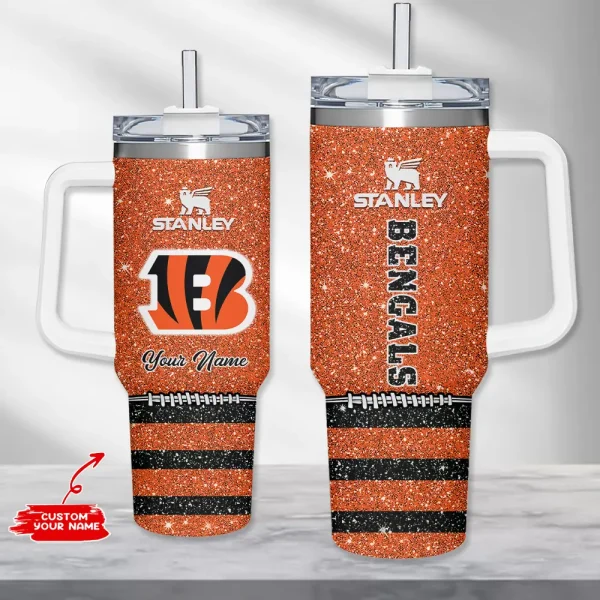 Cincinnati Bengals Simple Modem 40oz Tumbler With Handle And Straw Lid AZC40OZT651