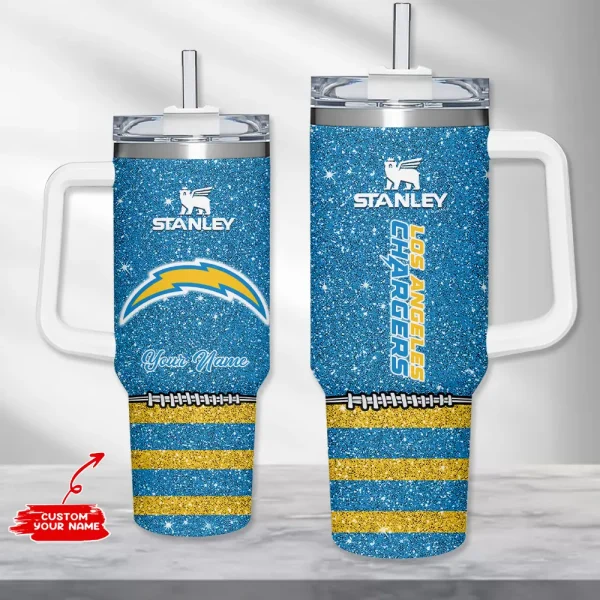 Los Angeles Chargers Simple Modem 40oz Tumbler With Handle And Straw Lid AZC40OZT662