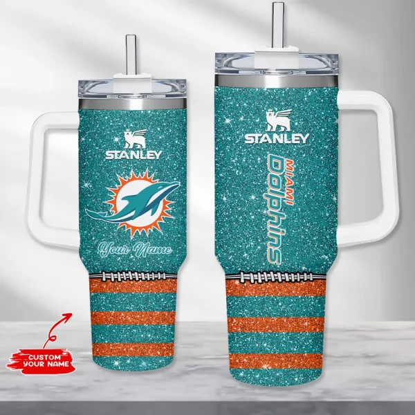 Miami Dolphins Simple Modem 40oz Tumbler With Handle And Straw Lid AZC40OZT664